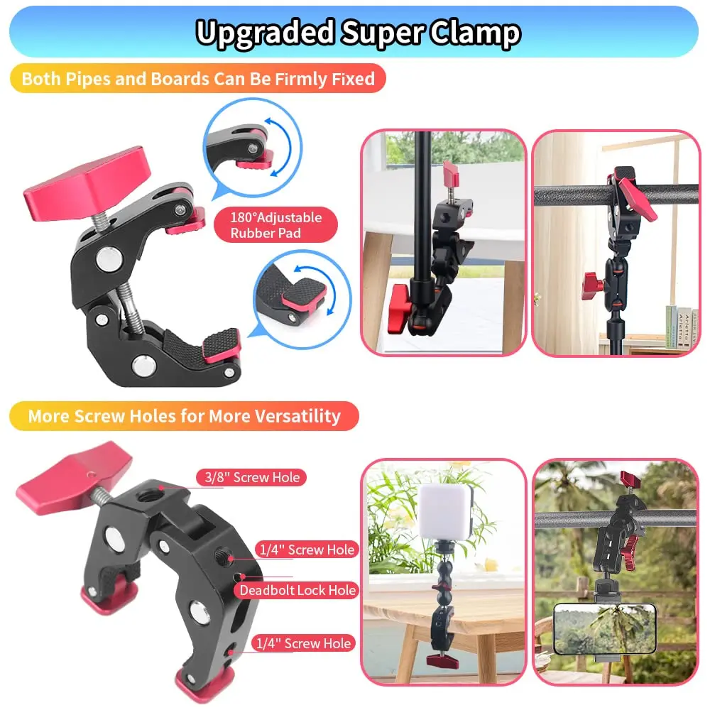 22 inch 57cm adjustable magic arm with super clip camera bracket hinged arm friction magic camera installation with 1/4 inch camera bracket