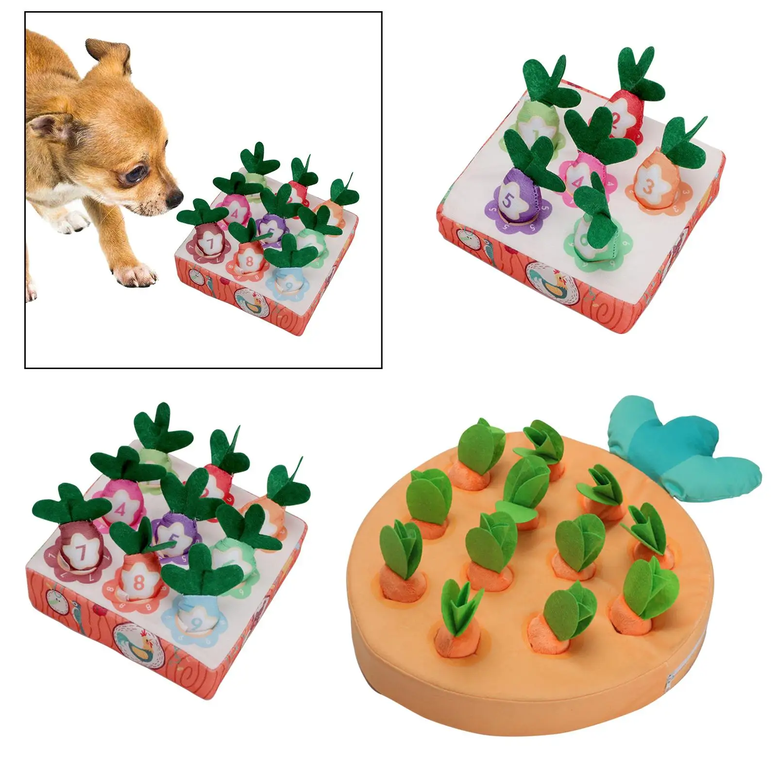 Dog Plush Carrot Mat Increase IQ Early Educational Toy Creative Dog Chew Toys Slow Eating Dog Puzzle Toys for Small Dogs