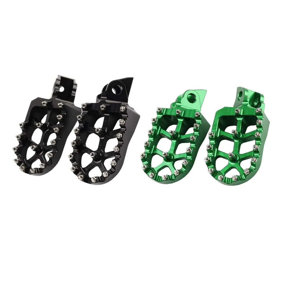 Pedane In Alluminio Per Kawasaki KX65/80/85/100/112 E KLX140 – Antiscivolo, Colore Verde E Nero, Coppia