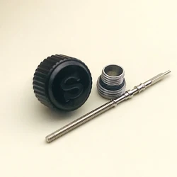 Engraved Screw - in Watch Crown with 'S' Signature - Includes Crown Tube and Stem (Black)