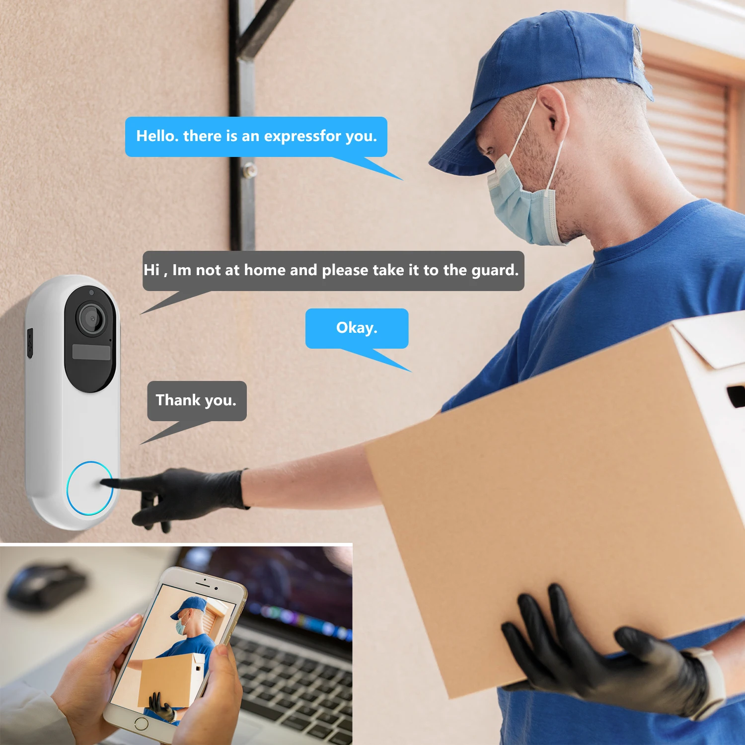 Tuya Smart Video Doorbell Waterproof Night Vision Home Security 1080P Camera Digital Visual Intercom 2.4GHz 5GHz WIFI Doorbell