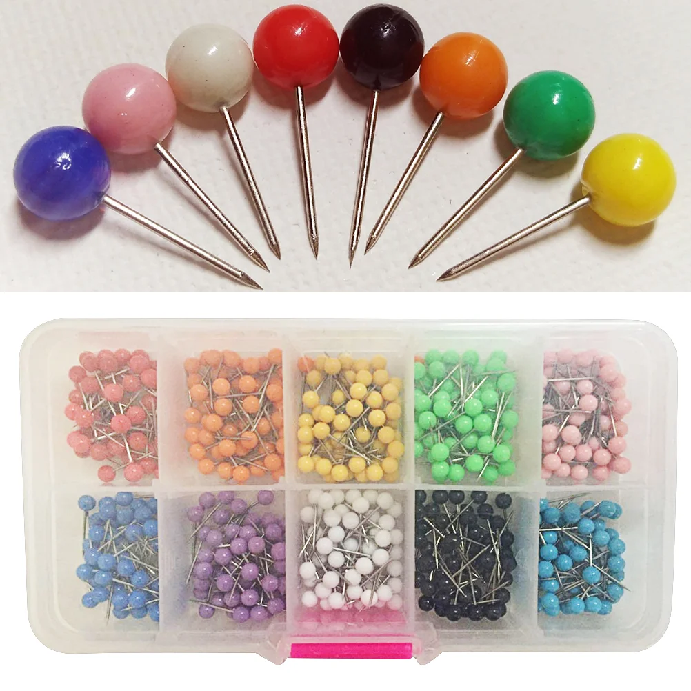 

Multi-color Push Round Head Map Tacks for Maps Calendar Whiteboard Fabric Making Safety Colored Thumbtack Office School