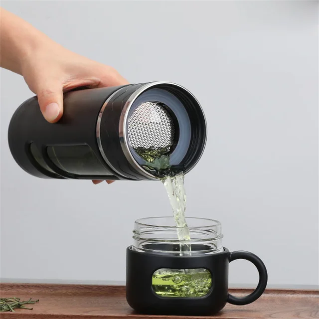 520ML Tea Water Bottle With Tea Filter High Borosilicate Glass Tea Water Separation Water Cup Portable Filtering Bottle Tumbler 4