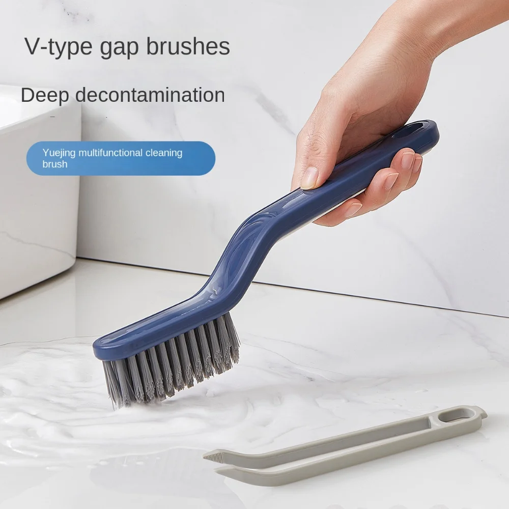 1 pièce 2 en 1 Sol Gommage Brosse Sol Brosse scrubber Avec À Poignée Longue  Brosse Rayer Forme En V Poil Brosse De Nettoyage Avec Raclette Tuile Brosse  Pour Salle De Bain