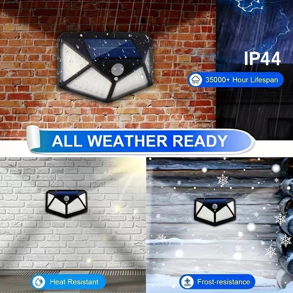 Solar Lights Outdoor ,100LED/3 Modes 270° Lighting ,PIR Angle Motion Sensor Secu