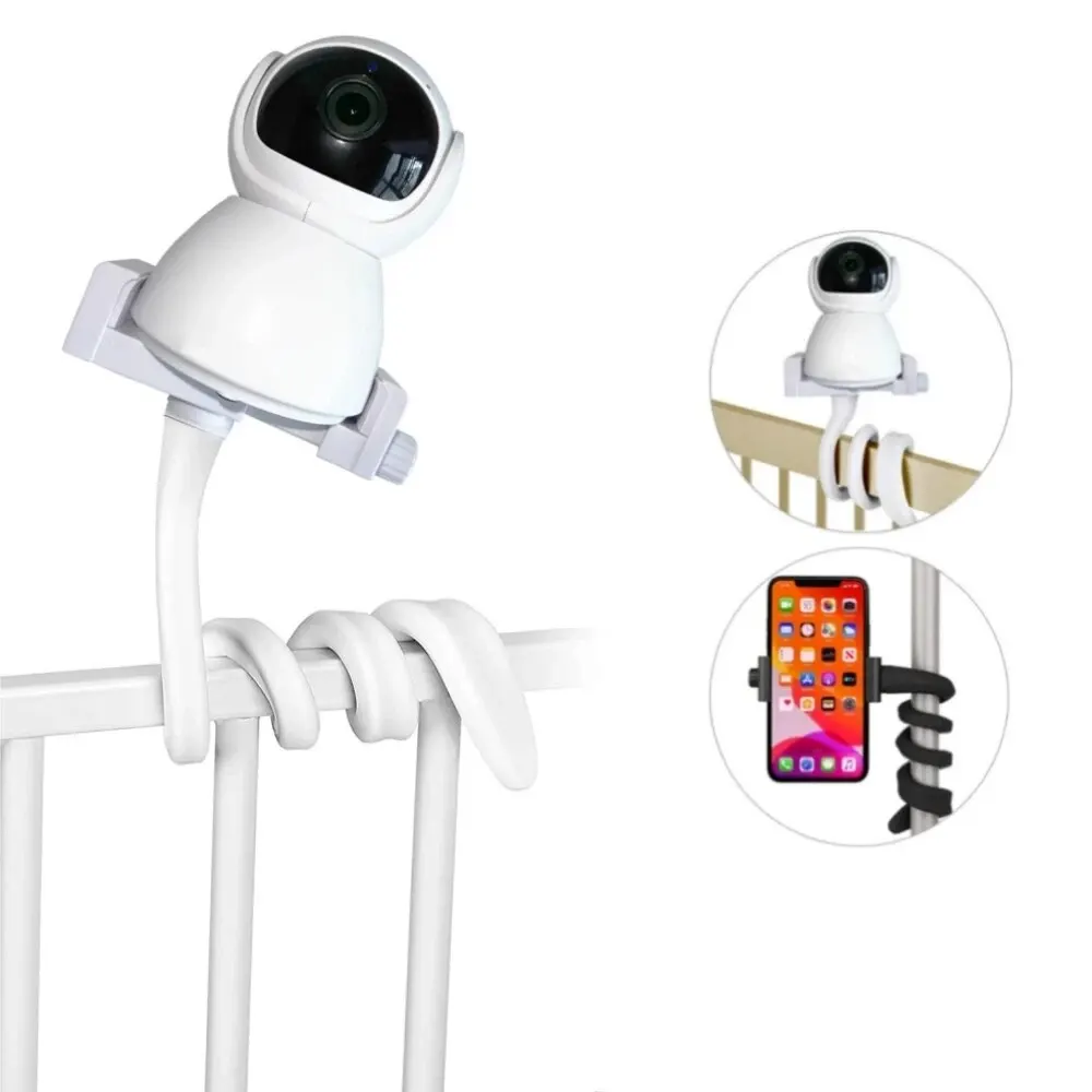 Universal Baby Monitor Holder Flexible Twisting Bracket Webcam Stand Mount Hole-Free Crib Cradle Rod baby monitor holder
