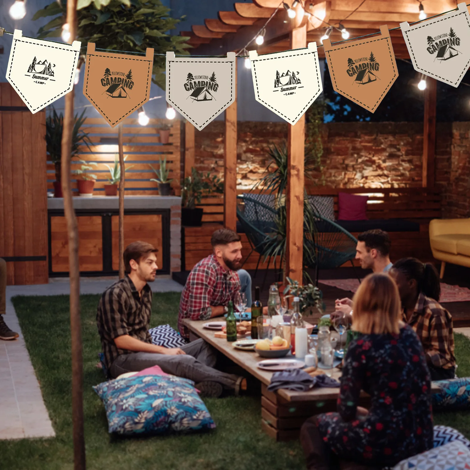 Felt Camping Bunting Flags Adjustable Length Portable