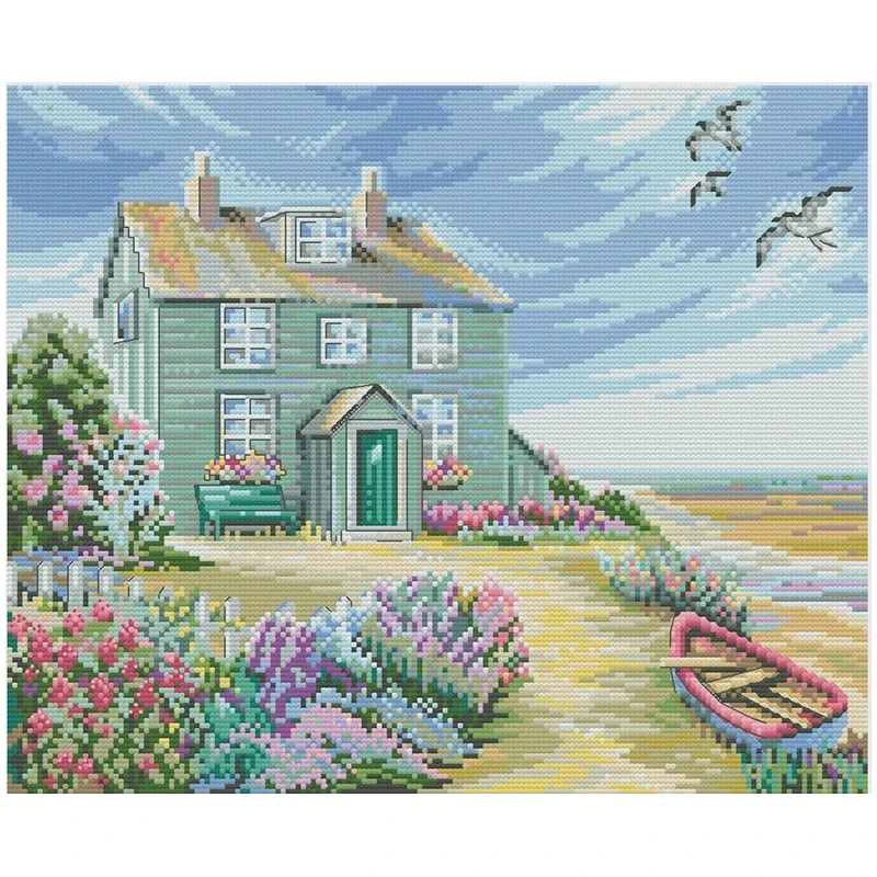 

Small House Scenery Patterns Counted Cross Stitch DIY 11CT 14CT 16CT 18CT Cross Stitch Kits Embroidery Needlework Sets Crafts