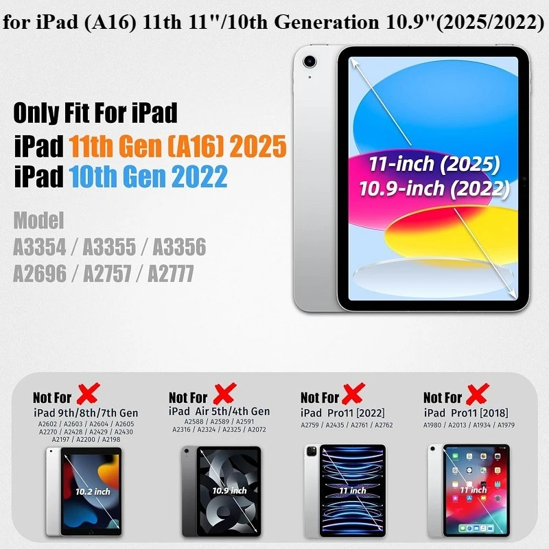 Case for iPad A16 11th 2025 10th Generation 10.9 2022 Smart Cover iPad 11th/10th A3354 A3355 A3356 A2696 A2757 A2777 Fundas case — view 2