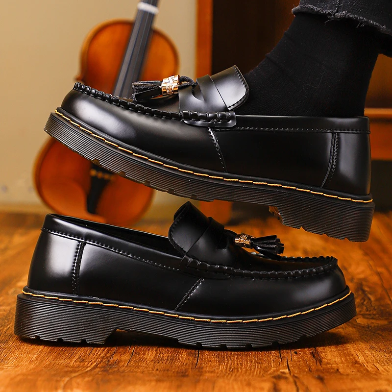 Loafers Men Platform Thick-soled Tassel Formal Business Shoes Slip-on Comfortable Men's Leather Shoes Casual Shoes Oxford Shoes