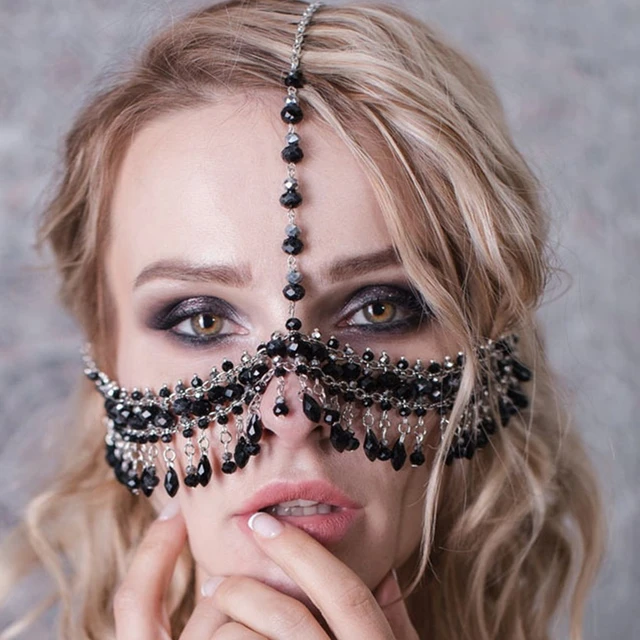 Buy Fringe Face Mask Black Girls Mask Face Chain Jewelry Online in India 