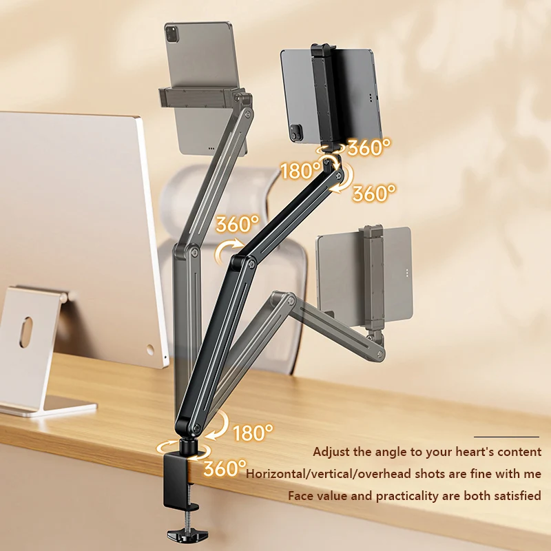 Foldable Flexible Tablet Holder Aluminum Alloy 360° Rotation Bed/Desk Arm Mount Tablet Stand for IPad/iPhoneX/iPad Pro/N-Switch