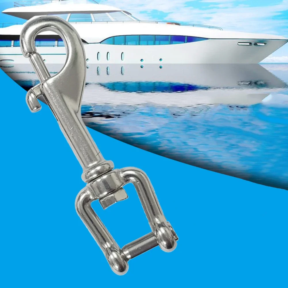 Marine 316 Stainless Steel Swivel Shackle Eye Bolt Snap Hook Scuba Diving Clip Swivel Snap Hook Metal Heavy Duty 4