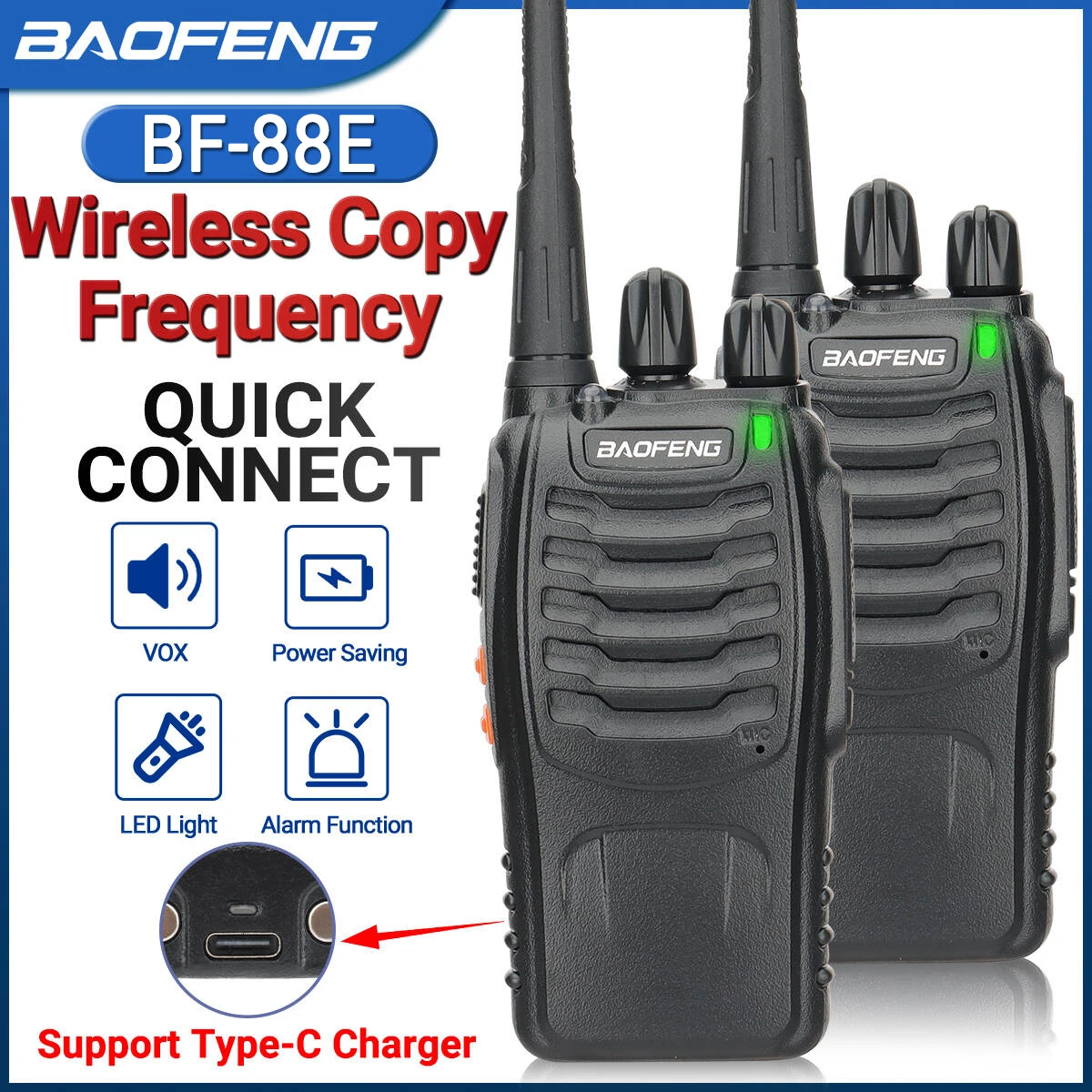 Baofeng BF-88E Walkie Talkie Wireless Copy Frequency Long Range UHF 400-470MHz Portable Ham Two Way Radio for Hunting 1