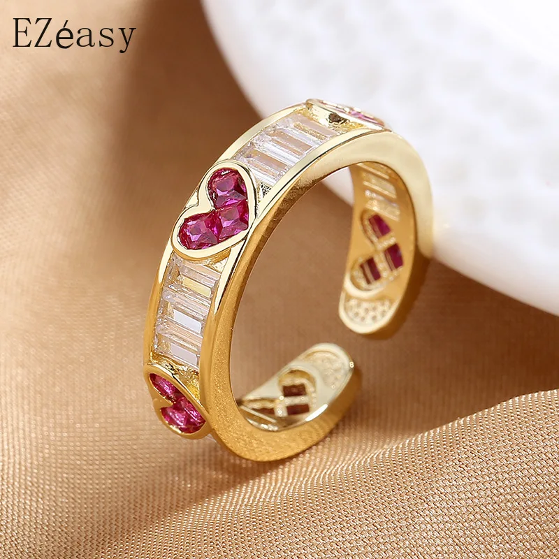 

Small and Luxury Pink Girl Love Opening Ring Adjustable Trendy Fashion Finger Ring for Women