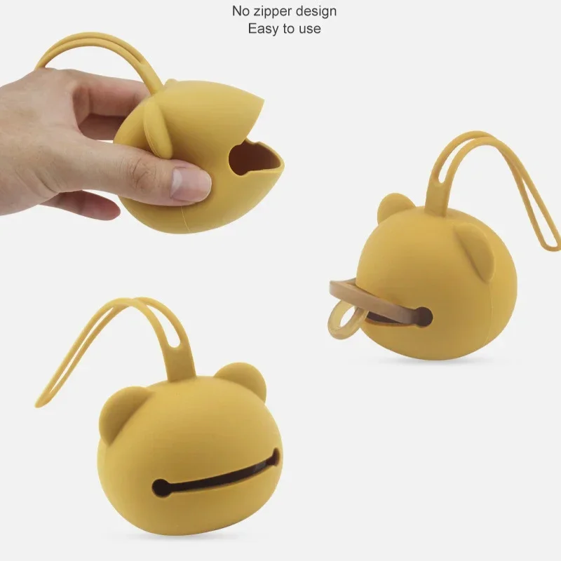 Silicone Nipple Storage Bag For Newborns Kids Pacifier Holder Bear Shape Nipple Case BPA Free Safe Storage Box Accessories 1Pcs
