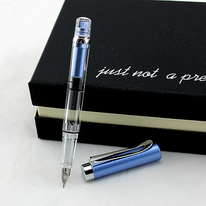 New Resin Transparent Vacuum Fountain Pen Quality EF/F Nib 0.38/0.5mm Smooth Ink Gift Pen for Office Business School 3 in 1 fountain pen with gift box iridium calligraphy metal new business office gift bend nib double nib fountain pen