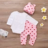 Spring Fall Cotton Newborn Baby Girl Clothes 0-3 Months Polka Dot Unisex Infant Clothes Set Boy 3-piece Clothing With Hat 3