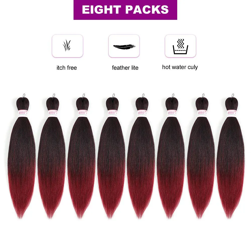 Pre Stretched Braiding Hair Extensions For For African Braids Ombre Synthetic Bundles Yaki Straight Easy to Braid Wholesale Hair 3