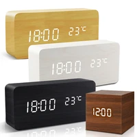 Wooden Digital Clock Multi-function LED Alarm Clock with Time/ Date/ Temperature Display and Voice Control for Home Office Trave 1