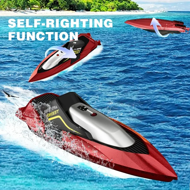 2.4G Remote Control Boat Dual Motor 10km/h High Speed Radio Remote Controlled Speedboat Mini RC Boat Summer Water Toy Pool Toys 5