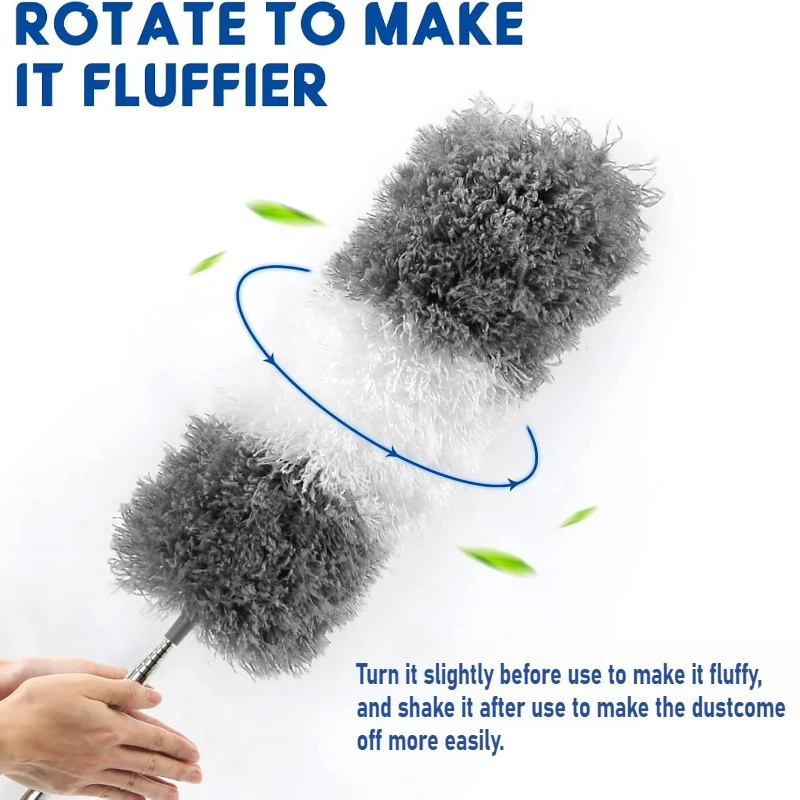 2.8M Duster Brush Microfiber Extendable Curved Ceiling Cleaning Broom Household Electrostatic Dust Collector