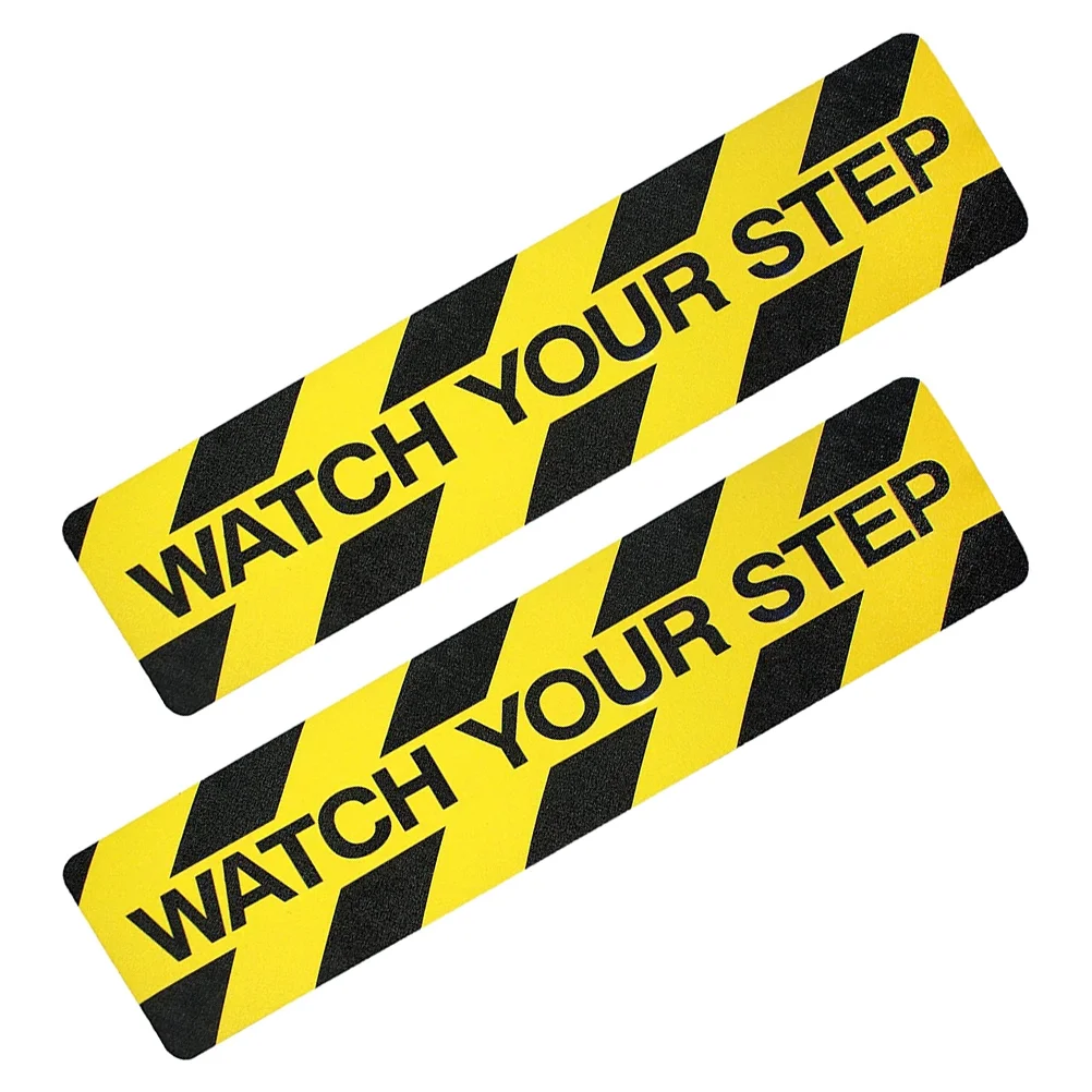 

2 Pcs Applique Stairs Anti-Slip Tape Watch Your Step Sign for Floor Pvc Caution Warning Signs