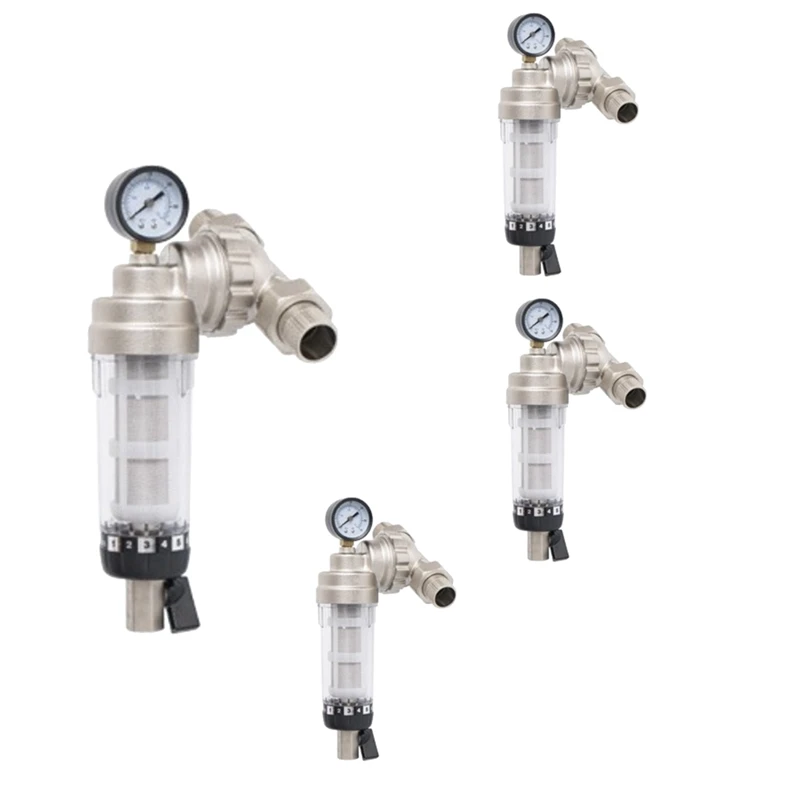 Whole House Central Filter High-Flow Tap Water Filter Reusable Sediment Water Nickel-Plated 4-Point Joint