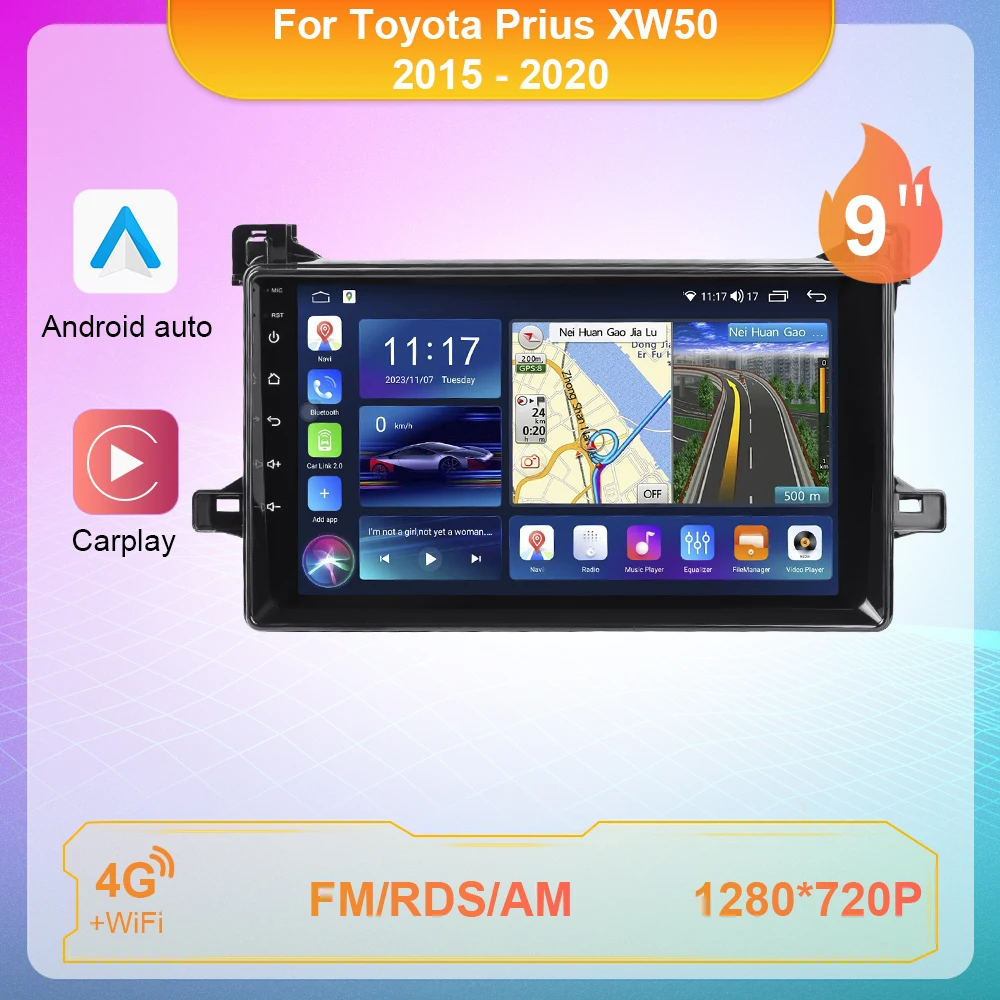 2 Din Car Radio Player For Toyota Prius XW50 2015 2016 2017 2018 2019 2020 Car Multimedia Autoradio Player Navigation 9 Inch