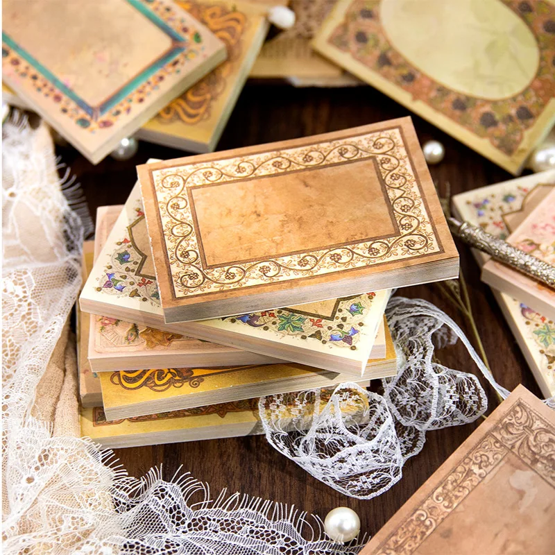 

60pcs/lot Memo Pads Material Paper Vintage borders Junk Journal Scrapbooking Card Retro Background Decoration Paper