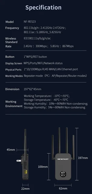 Netgear (EX6110) Répéteur WiFi Puissant Sans Fil AC1200, WiFi Extender, WiFi Booster, Améliore