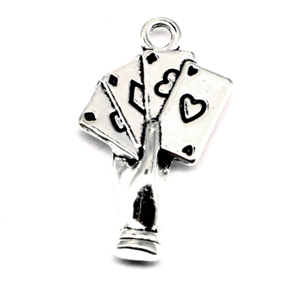 

60pcs Wholesale Jewelry Lots Poker Charms Pendant Supplies For Jewelry Materials 15x24mm