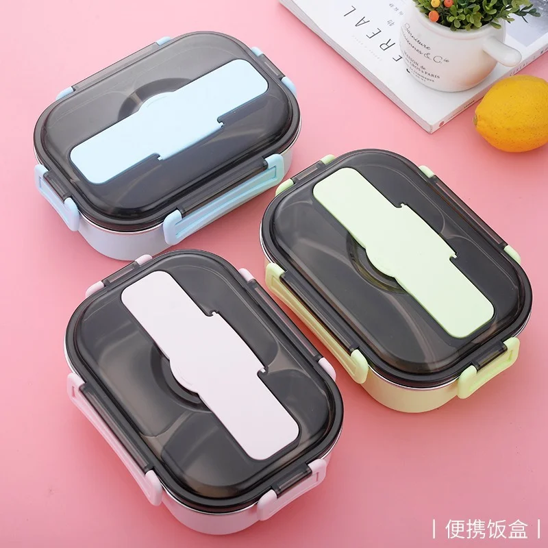 Stainless Steel 2/3/4 Grid Thermal Insulated Lunch Box Bento Food Container  Kids
