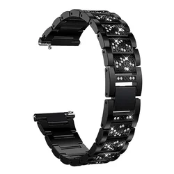 Elegant Diamond Strap and Case for Smartwatches - Stainless Steel Women's Bracelet (Black)