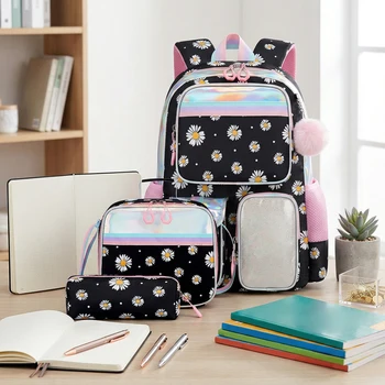 Womens Daisy Stylish Daypack with Lunch Bag Pencil Case School Backpack for Teens Boys Girls Youth Travel Vacation 1