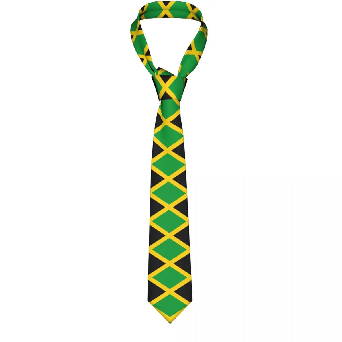 

High Quality Tie For Men Flag Of Jamaica Polyester Silk 8cm Mens Necktie Wedding Personality Cravate Business Appointment Suit