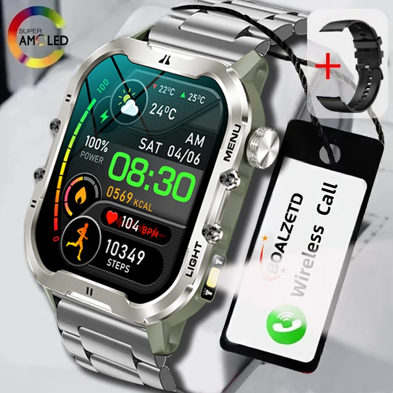 For Xiaomi Military Smart Watch Men IP68 Waterproof Outdoor Sports Fitness Watches Health Monitoring 1.96" BT Call Smartwatch