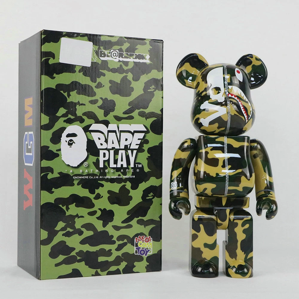 Bearbrick Bape Камуфляжный Shark строительный блок медведь 400% 28 см Tide Play жестокий Doll