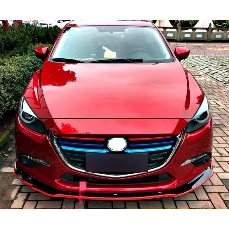 마쯔다 3 세단 2017-2018 블랙 카본 ABS 프론트 범퍼 립 스포일러 바디킷 3PCS 범퍼 보호