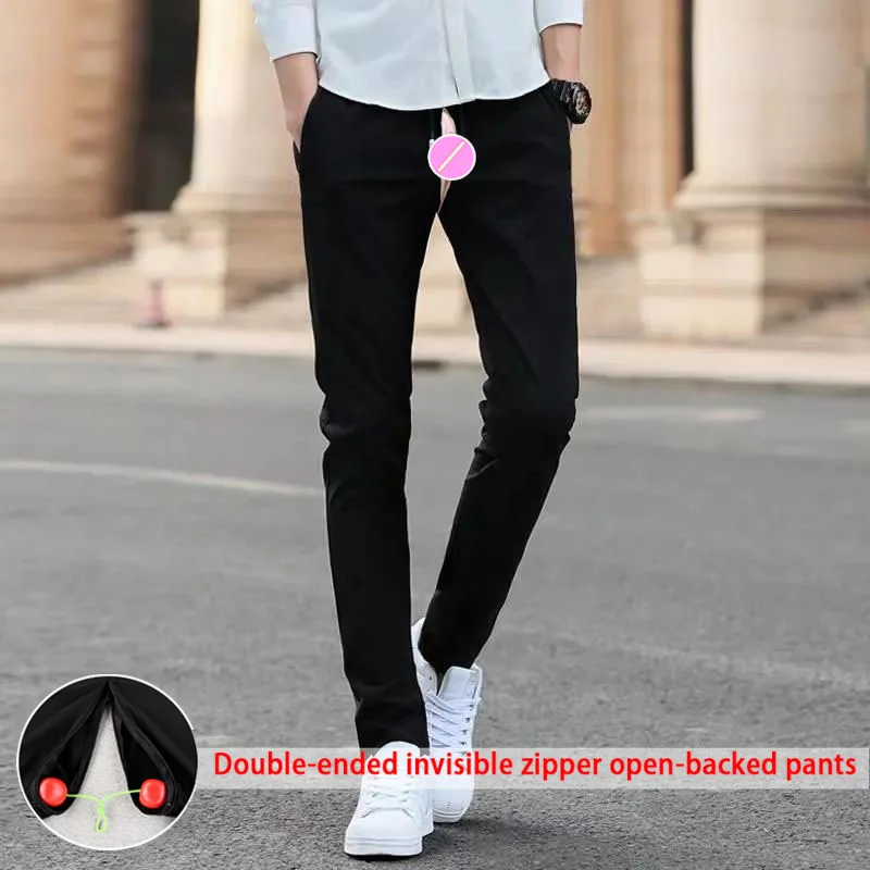 

Thin Straight Pants Invisible Open Crotch Convenient Slacks Men's Casual Trousers Large Slim-Fitting Track Trendy Loose Bottoms
