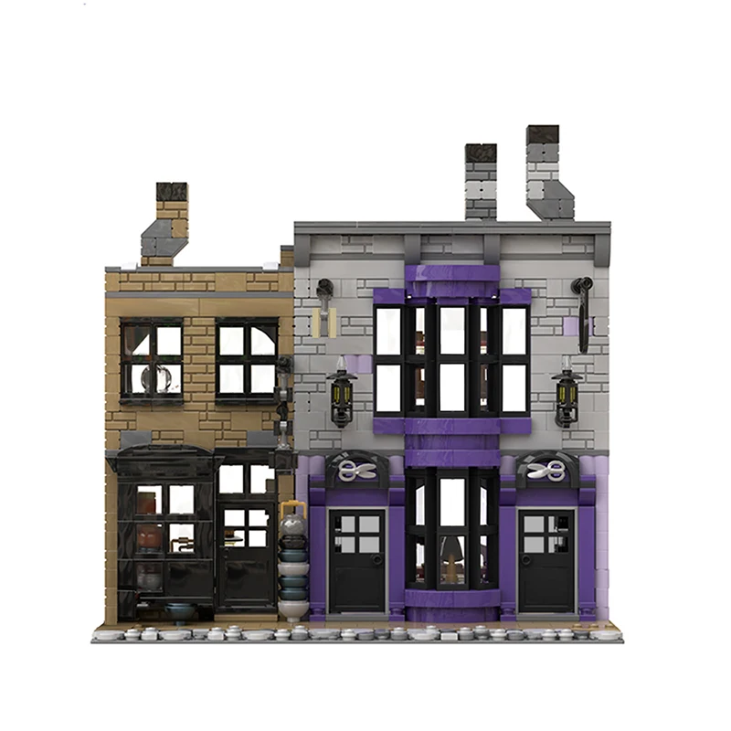 

Bricks Shop Madame Malkins Potage's Cauldron Shop Street Magic Bricks MOC-53216 Architecture Alley House Building Blocks Kid Toy