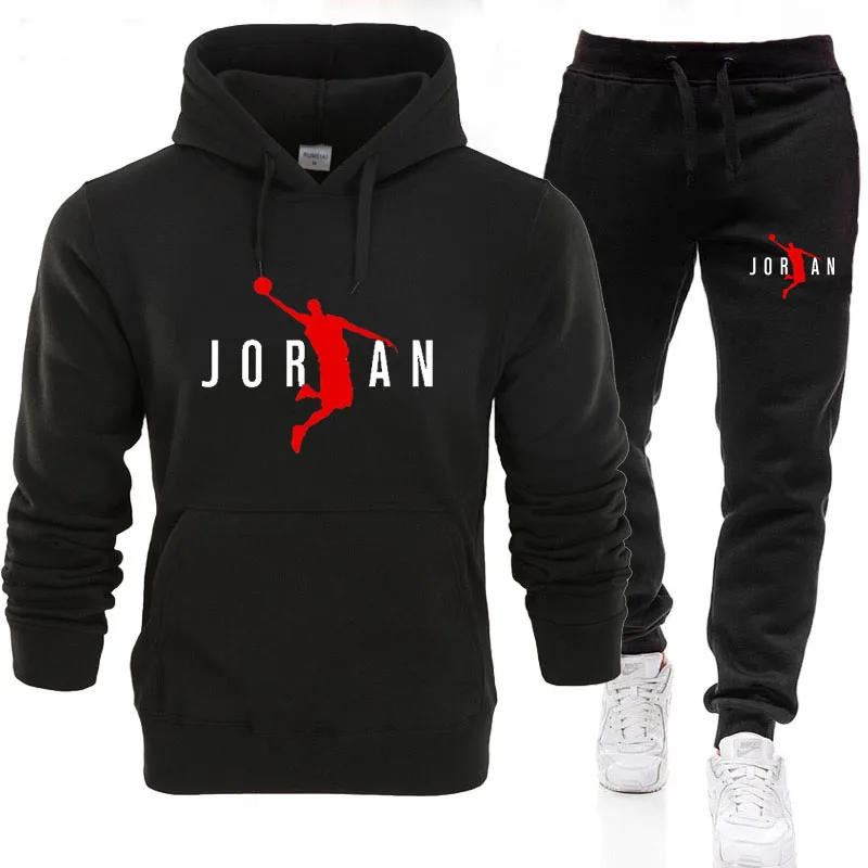 Tracksuit Set Men Fall Winter Hoodie Pants 2Pcs