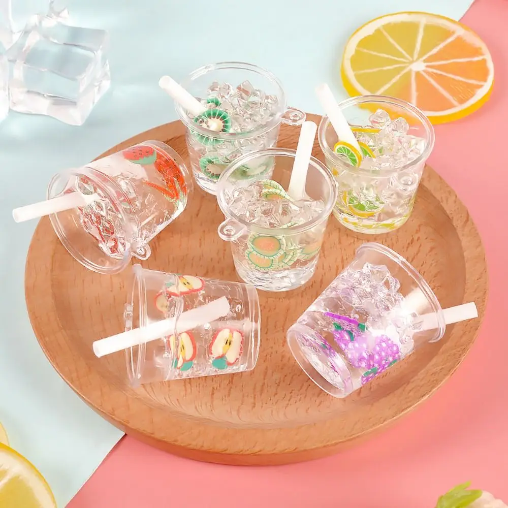 

Doll Accessories Dollhouse Fruit Juice Doll House Pretend Play Simulated Drinks Model Fake Food Tea Realistic Ice Cube Model