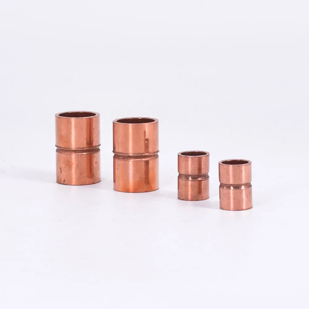 6.35-159mm 1/4" 3/8" 1/2" 5/8" 3/4" 1"-6.25" ID Copper End Feed Solder Straight Coupling Pipe Fitting Connector Air Conditioner copper tube brass pipe fitting