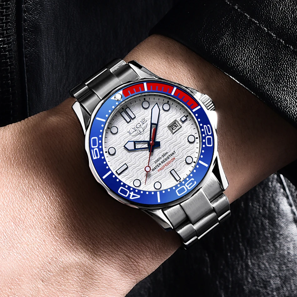 2022 LIGE New Business Mens Watches Top Brand Luxury Dive Watch For Men Waterproof Date Clock Sport Watch Relogio Masculino+Box