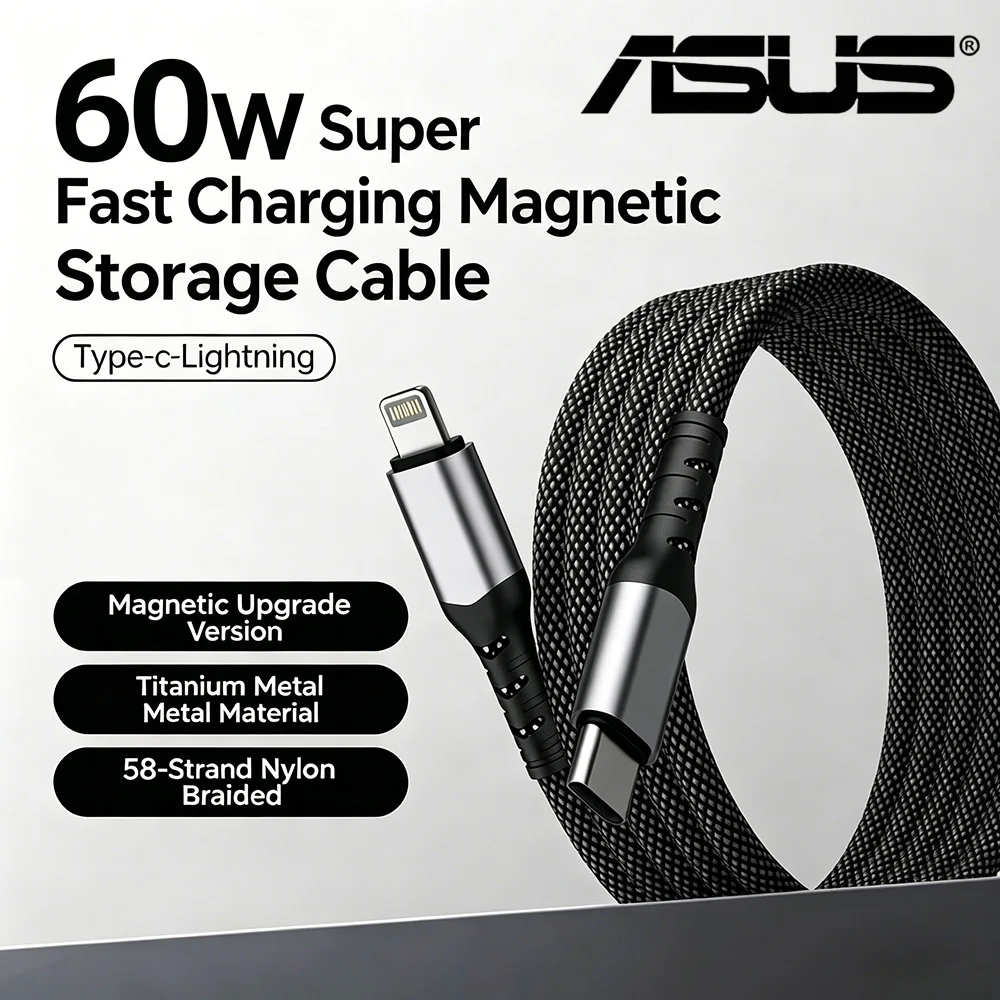 ASUS 60W Magnetic USB-C to Lightning Fast Charging Braided Cable