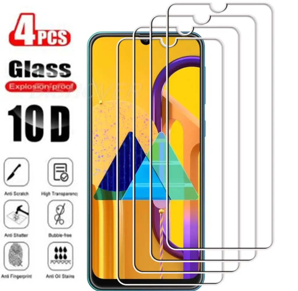 

4Pcs Tempered Glass FOR Samsung Galaxy M30s 6.4" GalaxyM30s GalaxyM21 M21 F41 M307F Screen Protector Protective Glass Film 9H