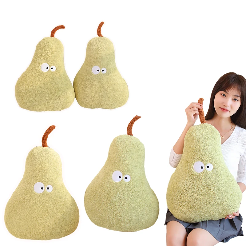 INS Style Big Size Fluffy Pear Plush Throw Pillow Home Decor Soft Sofa Cushion Stuffed Cartoon Lovely Fruit Doll Kids Funny Gift lovely resin crystal carved owl statue sculpture animals night owl figurine for desktop ornaments office home decor