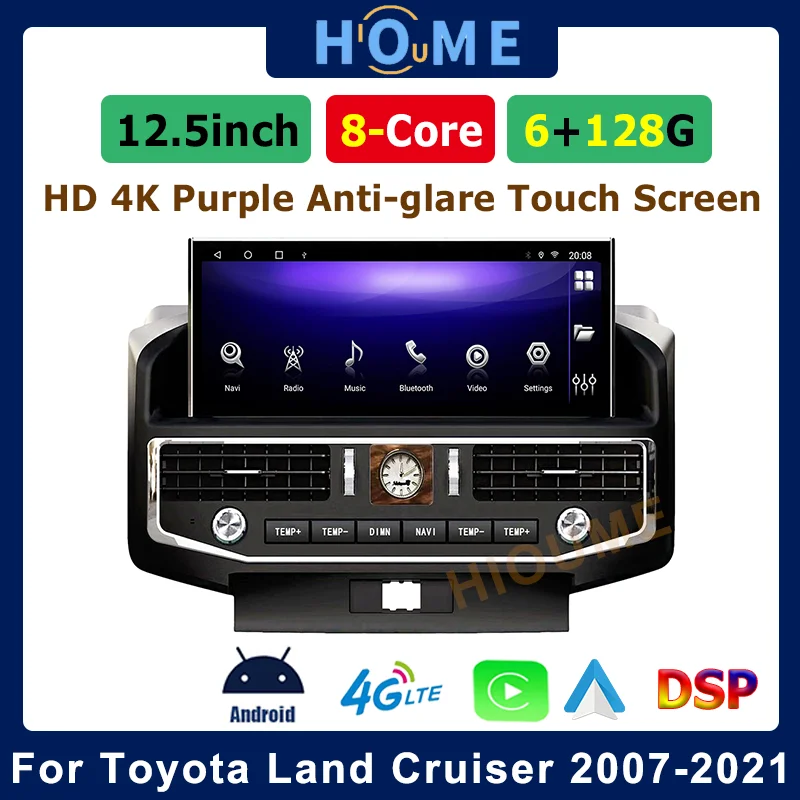 

12.5" Android 10 6+128G Car Radio Multimedia Player For TOYOTA Land Cruiser 200 LC200 2007-2021 Auto Stereo Navigation Carplay