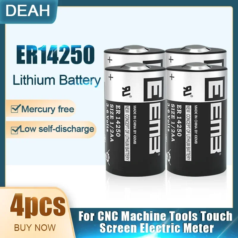 4PCS ER14250 ER 14250 CR14250SL 1/2AA 1/2 AA 3.6V 1200mAh PLC Industrial Lithium Battery Primary Battery For Camera Water Meter lithium battery